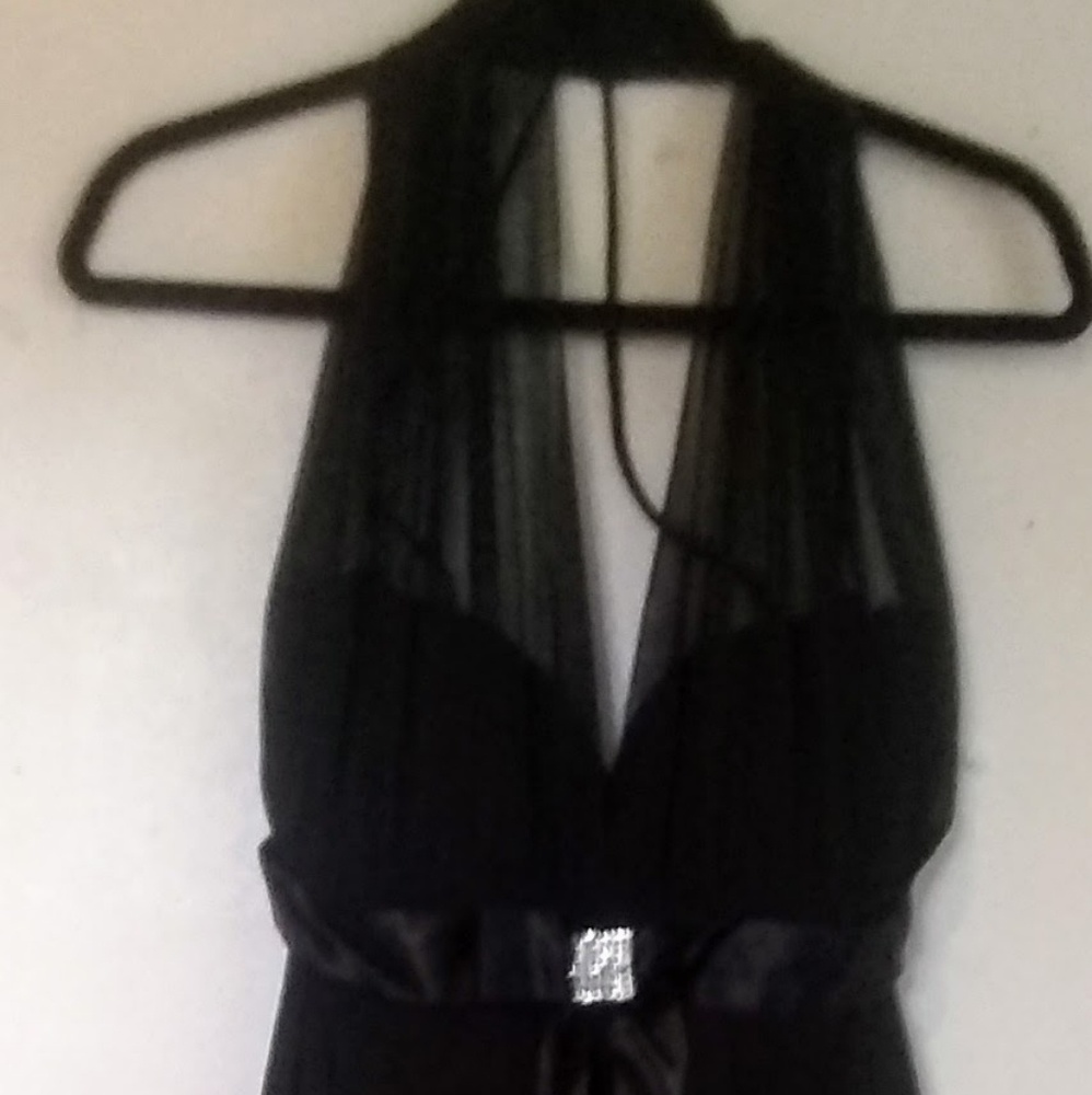 DJ-Jaz Ladies' Halter Ruffle Black Evening Gown